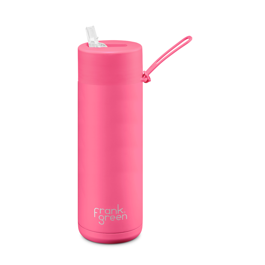 20oz Reusable Ceramic Bottle, Neon Pink