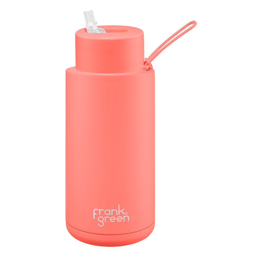 34oz Reusable Ceramic Bottle, Coral Pink