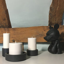 Load image into Gallery viewer, concrete and wax black concrete candle plate lifestyle shot
