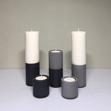 Load image into Gallery viewer, Concrete and Wax Hand Poured Soy Wax candle Trio Tealight Candle Holder Set Lifestyle Shot
