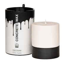 Load image into Gallery viewer, Concrete and Wax Hand Poured Soy Wax candle Large Candle Holder Set Black with Box packaging
