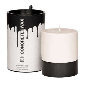 Concrete and Wax Hand Poured Soy Wax candle Large Candle Holder Set Black with Box packaging