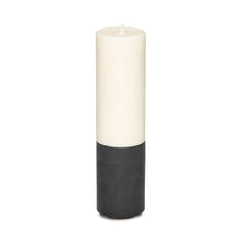 Load image into Gallery viewer, concrete and wax slim soy vegan candle on slim concrete holder
