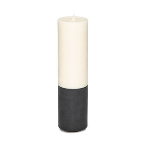 concrete and wax slim soy vegan candle on slim concrete holder