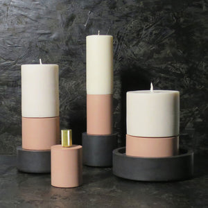 Concrete and Wax Hand Poured Soy Wax candle Large Candle Holder Set Blush Pink lifestyle shot
