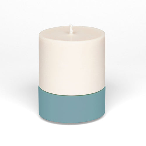 Concrete and Wax Hand Poured Soy Wax candle Large Candle Holder Set Teal Blue