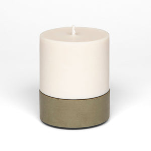 Concrete and Wax Hand Poured Soy Wax candle Large Candle Holder Set Olive