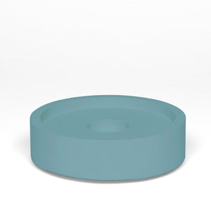 concrete and wax teal blue concrete candle plate