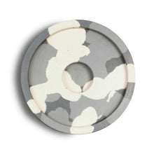Load image into Gallery viewer, concrete and wax snow camo concrete candle plate
