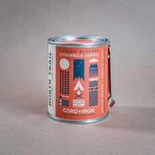 Load image into Gallery viewer, cord + iron american brand custom blended citronella candle north trail scent
