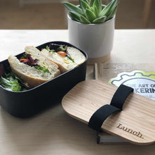 Load image into Gallery viewer, Bamboo Lunch box with Lunch. logo, sustainable and plastic free at first coffee shop
