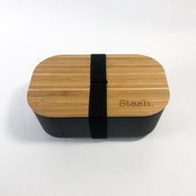 Load image into Gallery viewer, Bamboo Lunch box with Stash. logo, sustainable and plastic free at first coffee shop

