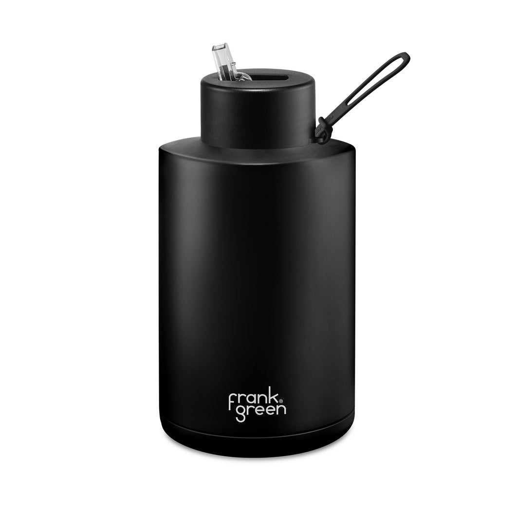 Frank Green 68oz 2L Ceramic Reusable Bottle with Straw Lid in Black