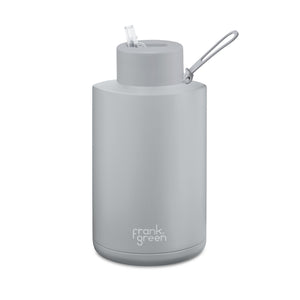 Frank Green 68oz 2L Ceramic Reusable Bottle with straw lid in mist grey