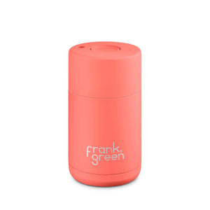 Frank green ceramic reusable 10oz takeaway coffee cup in coral pink