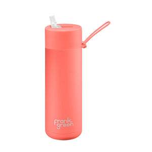Frank Green Reusable Cup 20oz Ceramic Water Bottle Coral Pink