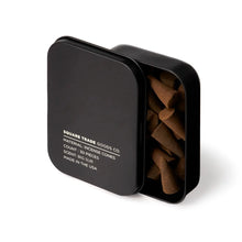 Load image into Gallery viewer, Square Trade Goods Company Incense Cones in Black Tin Big Sur Scent

