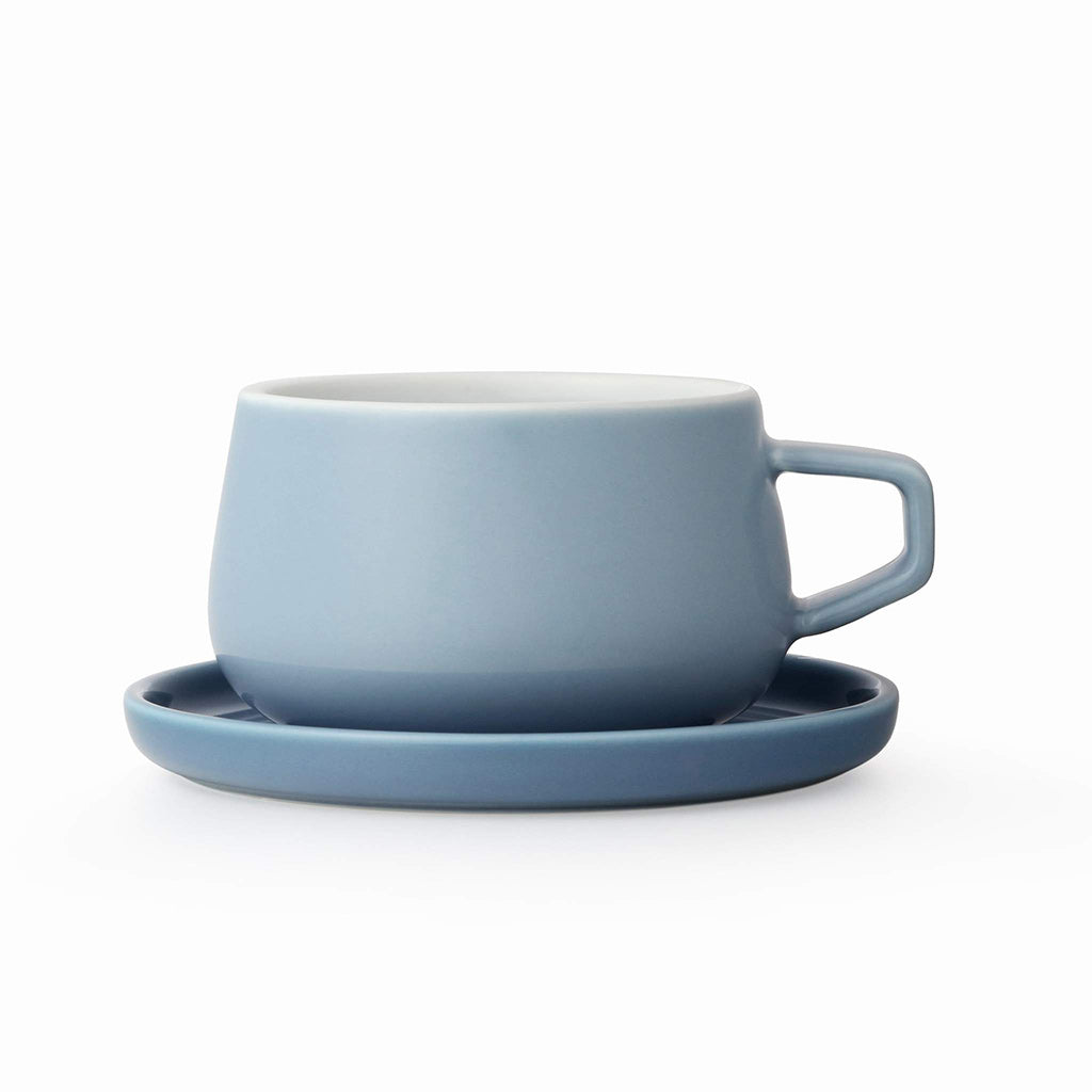Viva Scandinavia classic ella porcelain teacup coffee cup and saucer uk hazy blue