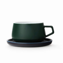 Load image into Gallery viewer, viva scandinavia classic ella porcelain teacup coffee cup and saucer uk pine green
